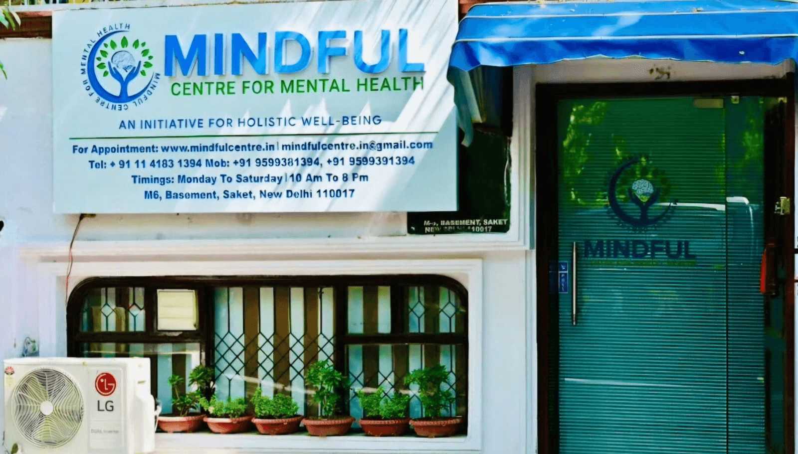 Mindful Centre for Mental Health, clinic entrance and signage